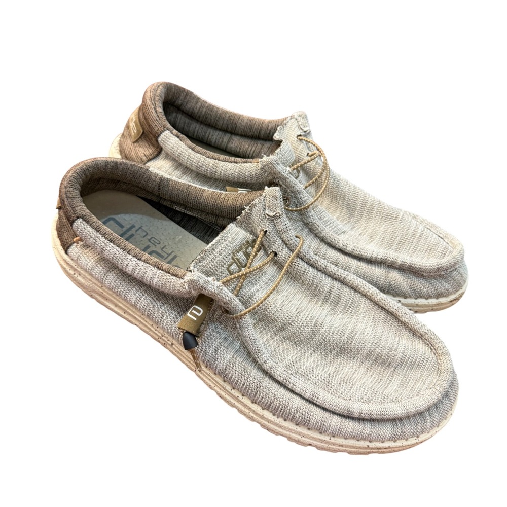 Hey Dude Wally Stretch Limestone Grey Brown Slip On Loafers Mens 13 Lightweight